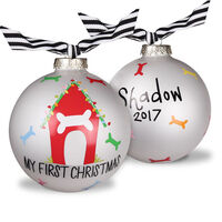 Doggie First Christmas Glass Ornament