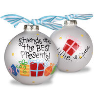 Friends Are The Best Presents Glass Christmas Ornament