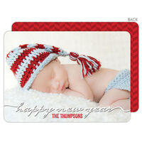 New Year Script Flat Holiday Photo Cards