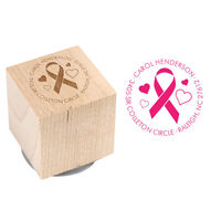 Ribbon and Hearts Wood Block Rubber Stamp