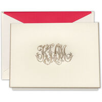 Parlor Engraved Monogram Ecru Bordered Folded Note Cards