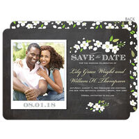 Chalkboard Enchanted Floral Save the Date Photo Cards