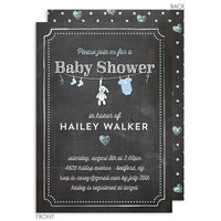 Blue Bunny Chalkboard Shower Invitations