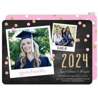 Pink Confetti Graduation Photo Announcements