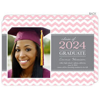 Pink Classic Chevron Graduation Photo Announcements
