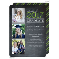 Green Classic Memories Graduation Photo Invitations