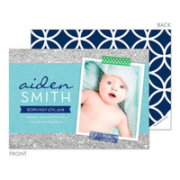 Blue Baby Sparkles Photo Birth Announcements