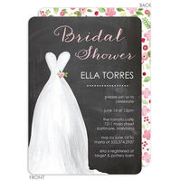 Chalkboard Watercolor Dress Bridal Shower Invitations