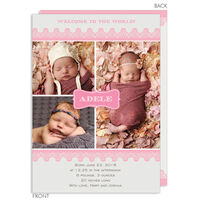 Pink Lace Photo Birth Announcements