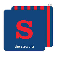 Navy and Red Personalized Coaster Set