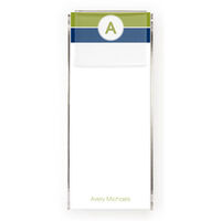Navy and Green Stripe Tall Notes with Acrylic Holder
