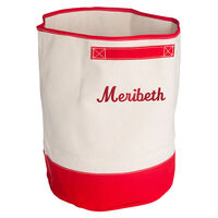 Personalized Red Trimmed Storage Bucket