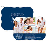 Navy Devoted Dreams Engagement Invitations