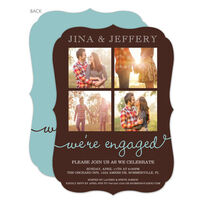 Brown Our Love Story Engagement Invitations