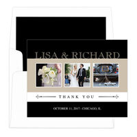 Black Classic Photo Thank You Note Cards