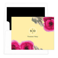 Lemon Poppy Initials Thank You Note Cards