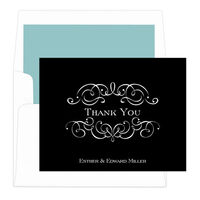 Black Ornate Scroll Thank You Note Cards