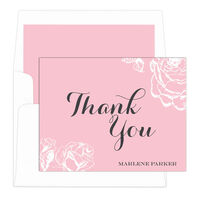 Light Pink Vintage Roses Thank You Note Cards