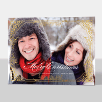 Filigree Foil Stamped Frame Christmas Photo Cards