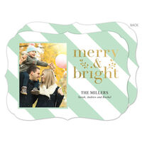 Mint Merry and Bright Stripes Photo Cards