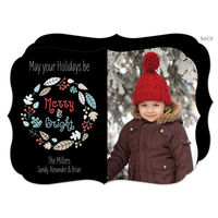 Black Merry and Bright Wreath Photo Cards