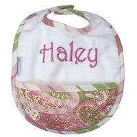 Pink Paisley Personalized Baby Bib