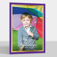 Purple Holidays with Gold Foil Border Photo Cards