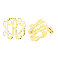 Medium Gold Monogram Stud Earrings