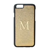 Gold Leather iPhone 6/6s Hard Case with Single Initial