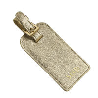 Personalized White Gold Leather Luggage Tags