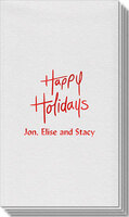 Fun Happy Holidays Linen Like Guest Towels