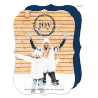 Navy Wreath Filled with Joy Holiday Photo Cards