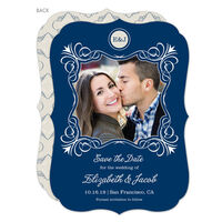 Navy Charming Bliss Photo Save the Date Cards