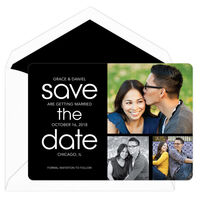 Black Photo Collage Save the Date Cards