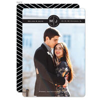 Black Circle Initials Photo Save the Date Cards