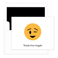 White Wink Emoji Note Cards