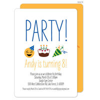 Blue Emoji Party Icons Birthday Invitations