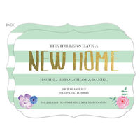 Mint Striped Vintage Flower Moving Announcements