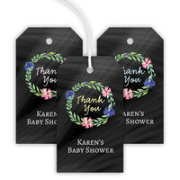 Chalkboard Floral Thank You Wreath Hanging Gift Tags