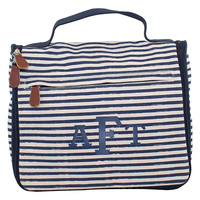 Personalized Navy Stripe Hanging Travel Kit