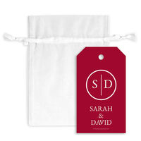 Initial Monogram Hanging Gift Tags with Organza Bags