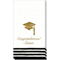 Black and White Stripe Border Graduation Caspari Guest Towels