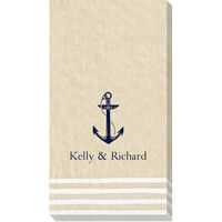 Natural Stripe Border with Your Choice of Design Caspari Guest Towels