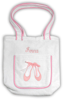 Girl's Cotton Velour Tote Bag with Ballet Slipper Design