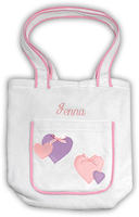 Girl's Cotton Velour Tote Bag with Hearts