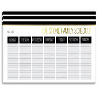 Black and White Stripe Weekly Schedule Pad