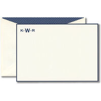 Ascot Blue Bordered Monogram Flat Correspondence Cards