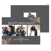 Grey Floral Flourish Holiday Photo Cards