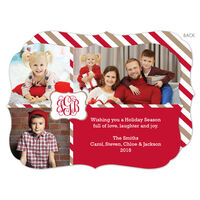 Red Monogram Package Holiday Photo Cards