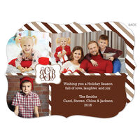 Brown Monogram Package Holiday Photo Cards
